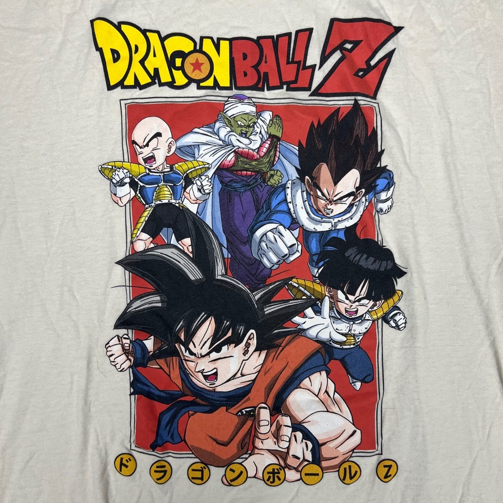 Dragon Ball Z Graphic Tee Mens 3XL Cream Goku Vegeta Gotham Piccolo Anime Shirt